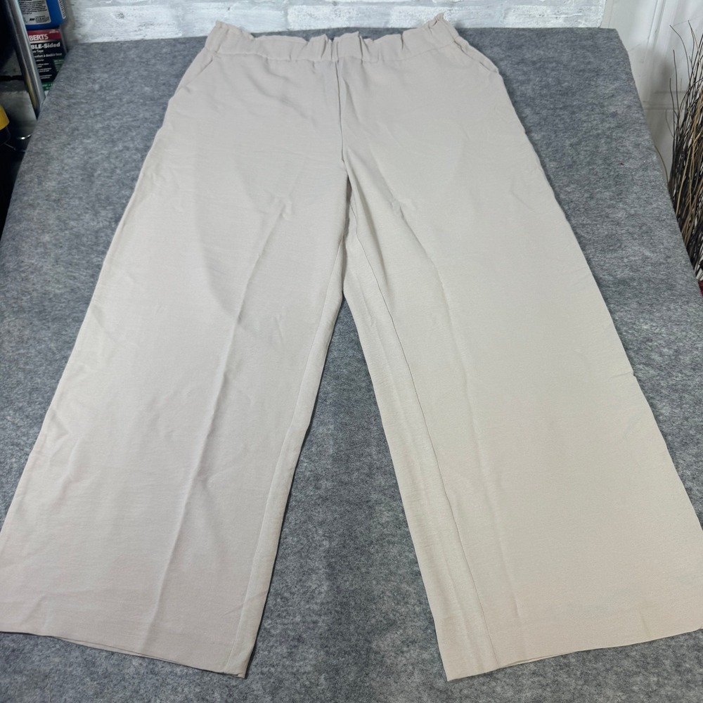 Hilary Radley Women Oatmeal Beige High Rise Wide Leg Pants XL NWT 1777947